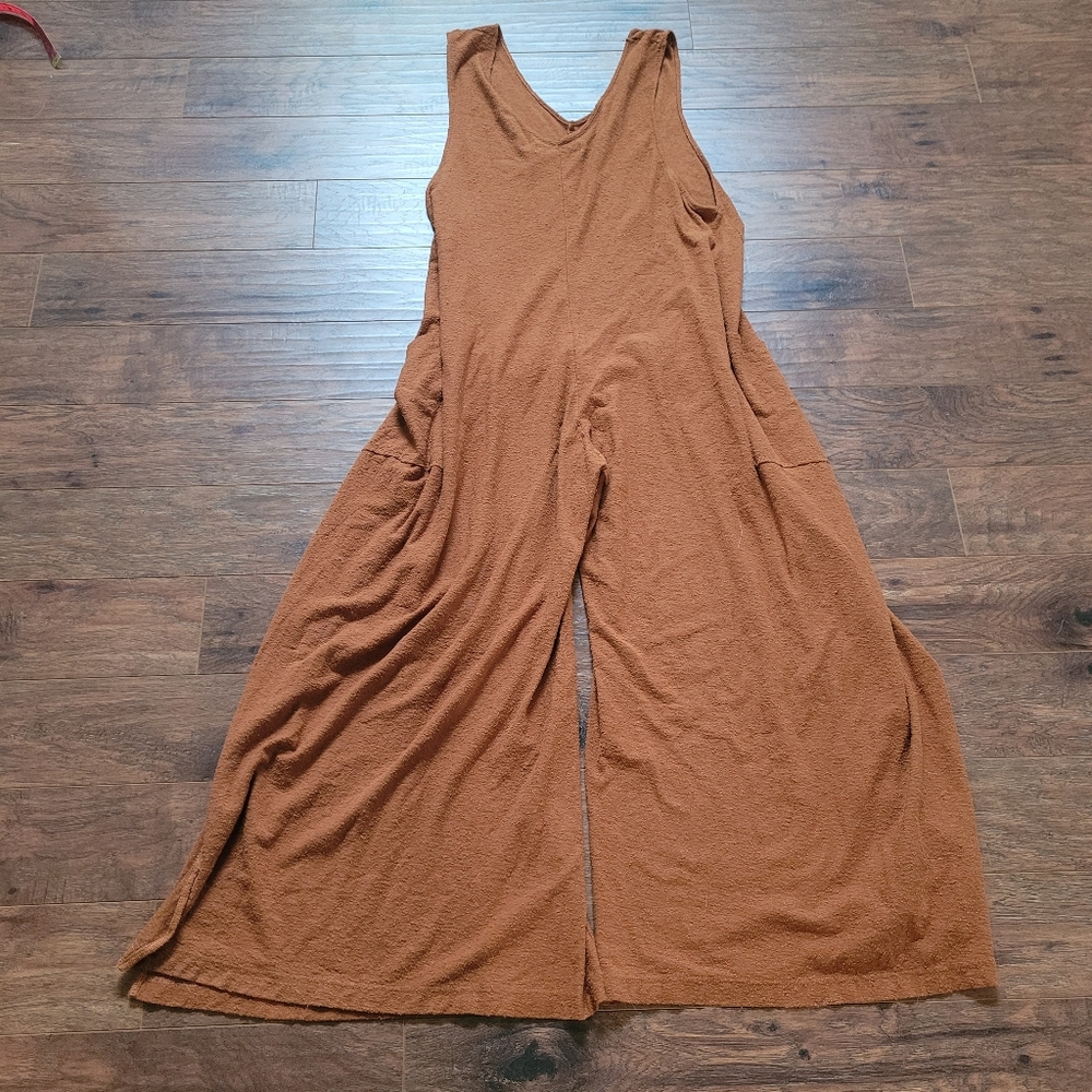 Free People Burnt Orange Sleeveless Tie-Waist Wide-Leg Jumpsuit - Picture 7 of 8